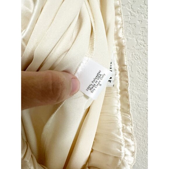 Nonchalant Label Womens Evory Pant Elastic Waist Ruffle Trim Champagne Small - Picture 3 of 6